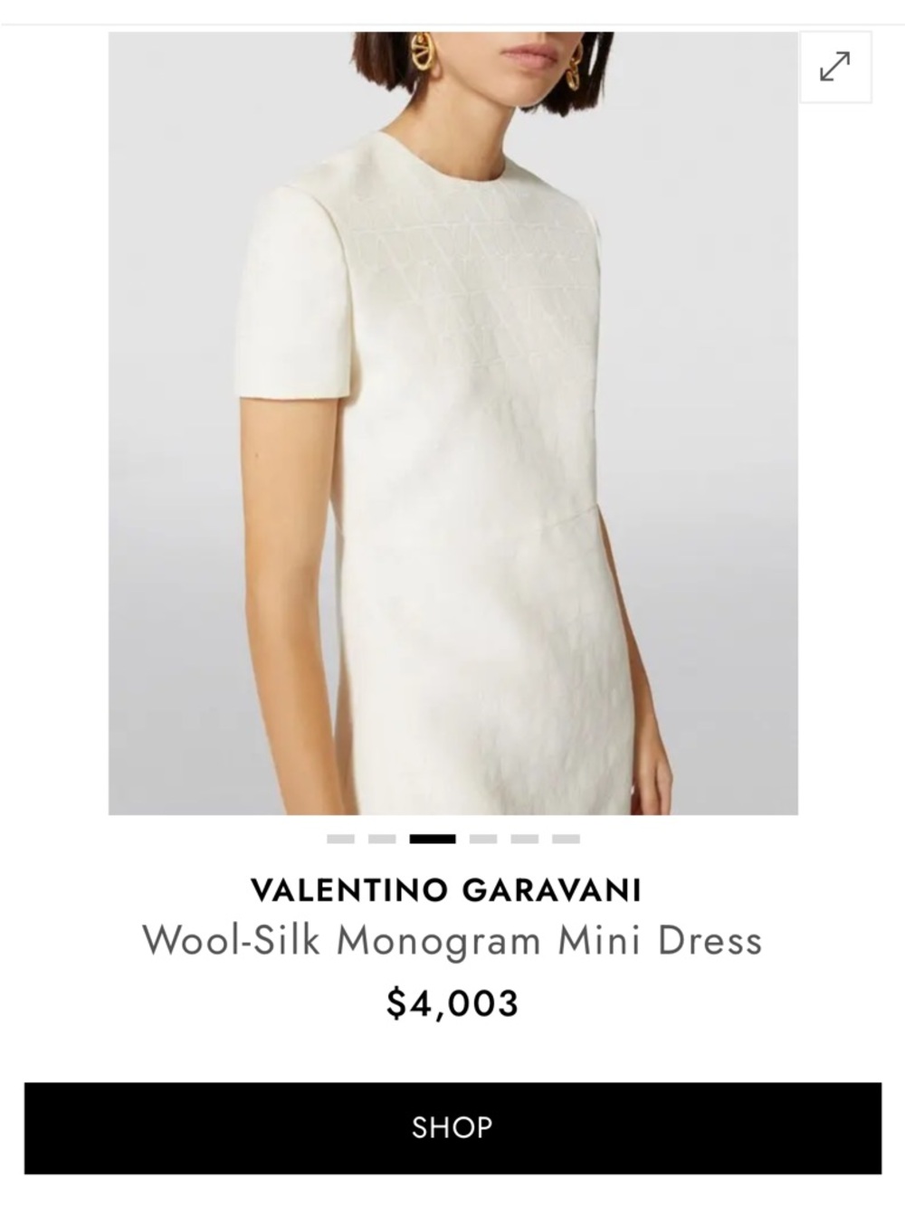 Valentino Garavani Ivory Wool-Silk Monogram Mini Dress